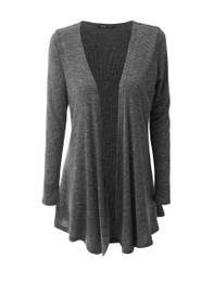 Casual Collarless Asymmetric Hem Cardigan