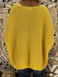 New Yellow V-neck Long Sleeve Oversized Cardigan Sweater