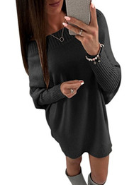 Women Autumn Winter Casual Long Sleeve Sweater Dress Loose Knitted Oversized Streetwear Pullover