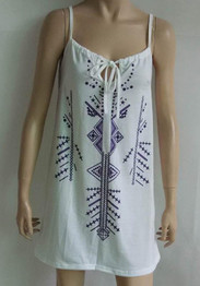 Casual White Floral Drawstring Condole Belt Mini Dress