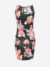 Casual Spaghetti Strap Dacron Floral Printed Bodycon-dress