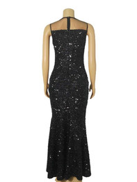 New Black Patchwork Sequin Mermaid Bodycon Sparkly Glitter Birthday Prom Evening Party Maxi Dress