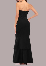 Black Draped Off Shoulder Backless Bodycon Mermaid Banquet Elegant Party Maxi Dress