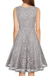 Grey Sashes Draped Lace V-neck Bodycon Banquet Elegant Party Midi Dress