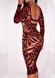 Burgundy Lace Backless Bodycon Round Neck Elegant Party Midi Dress