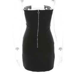 Black-White Patchwork Lace-up Cut Out Bandeau Off Shoulder Bodycon Club Mini Dress