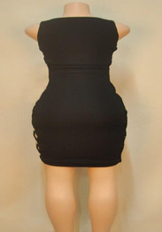 Casual Black Hollow-out Round Neck Sleeveless Bodycon Clubwear Bandage Mini Dress