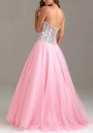 Pink Patchwork Silver Sequin Bandeau Pleated Drawstring Irregular Maxi Dress