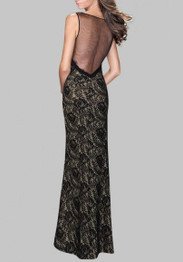 Black Patchwork Lace Grenadine Backless Round Neck Sleeveless Elegant Maxi Dress