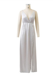 White Irregular Cross Back Slit Deep V-neck Backless Elegant Party Maxi Dress