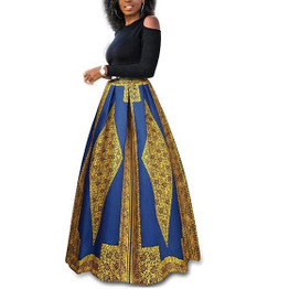 Golden Plaid Cut Out Round Neck Fashion Maxi Dress