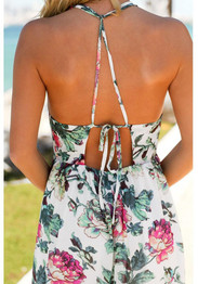 White Draped Spaghetti Strap Halter Neck Backless Flowy Vegas Bohemian Beach Maxi Dress