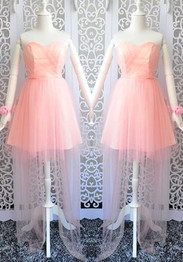 Casual Pink Patchwork Grenadine Pleated Bandeau Bridesmaid Maxi Dress