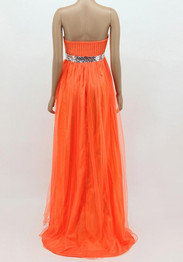 Casual Orange Patchwork Bandeau Sequin Grenadine Fashion Maxi Dress