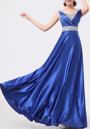 Casual Blue Patchwork Draped Sequin V-neck Sleeveless Elegant Maxi Dress