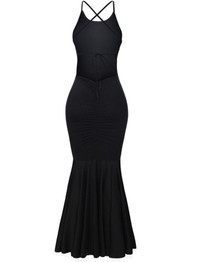 Casual Mermaid X-Back Spaghetti Strap Back Hole Plain Maxi Dress