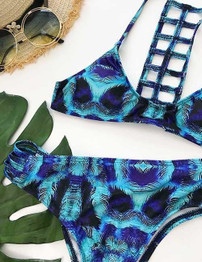 Casual Boho Sexy Floral Print Bikini Set