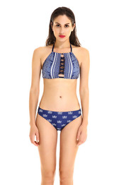 Casual Sexy Boho Lace Up Floral Print Bikini Set