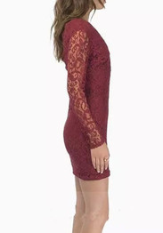 Casual New Women Patchwork Lace Plunging Neckline Cotton Mini Dress