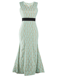 Casual Elegant Mermaid Round Neck Lace Maxi Dress