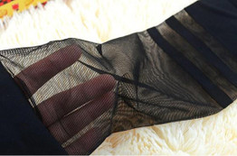 Black Patchwork Elastic Waist Mid-rise Fashion Slim See Through Pantyhose Leggings