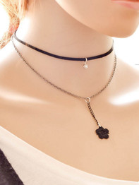 Casual Layered Lace Pendant Choker Necklace
