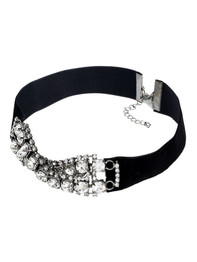 Casual Wide Rhinestone Choker Necklace