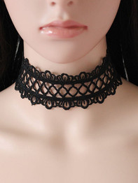 Casual Wide Lace Hollow Out Choker Necklace