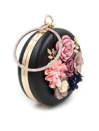 Casual Rhinestone Decorative Flower Two Way Faux Pearl Clutch