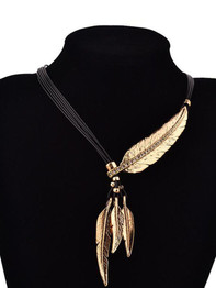 Casual Metal Feather Pendant Necklace