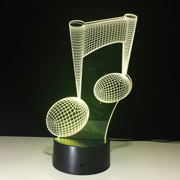 Colorful Musical Note Shape 3D Visual Lights Touch Type LED Lamp Creative Present 3D Night Light