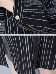 Casual Vertical Striped Slit Cotton Shift Dress