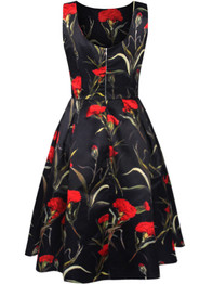 Casual Round Neck Floral Printed Exquisite Skater Dress