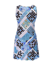 Casual Sleeveless Round Neck Geometric Printed Skater Dress