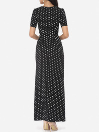 Casual Polka Dot Split Charming V Neck Maxi-dress