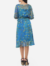 Casual Floral Printed Bowknot Captivating Round Neck Skater-dress