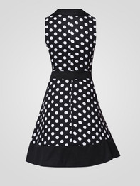 Casual Enticing V Neck Printed Polka Dot Skater-dress