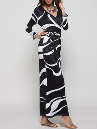 Casual V Neck Printed Maxi-dress