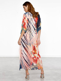 Loose Print Floral Midi Dresses