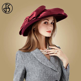 Wool Felt Women Fedoras Large Wide Brim Bowler Hats