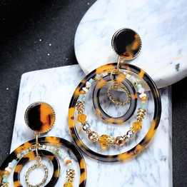 Bohemian Resin Circle Big Statement Earrings Ethnic Jewelry