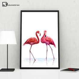 Watercolor Flamingo Posters and Prints Minimalist Wall Art Canvas Painting Decorative Wall Picture for Living Room  Home Decor