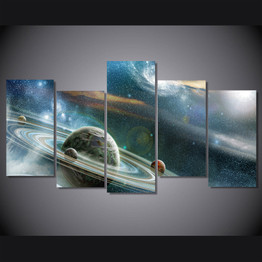 HD Printed 5 Piece Canvas Art Abstract Galaxy Painting Framed Universe Wall Pictures for Living Room Free Shipping CU-1615C