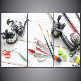 HD Printed 3 Piece Canvas Art Fishing Rod Tools Painting Wall Pictures for Living Room Free Shipping Canvas Prints NY-6931C