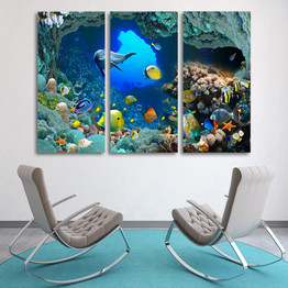 HD Printed Marine fish coral dolphin Painting Canvas Print room decor print poster picture canvas Free shipping/ny-6414C