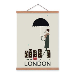 Vintage London Paris New York Posters Prints Nordic Style Home Decor Scroll Wall Art Pictures City Wooden Framed Canvas Painting