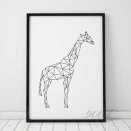 Geometric Giraffe Canvas Art Print Painting Poster, Wall Pictures for Home Decoration, Wall decor FA221-5