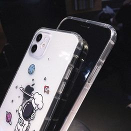 Cute Cartoon Astronaut Planet Phone Case For iPhone Funny Cover