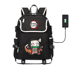 Demon Slayer: Kimetsu no Yaiba canvas School Bag Kamado Tanjirou USB charging Laptop Backpack