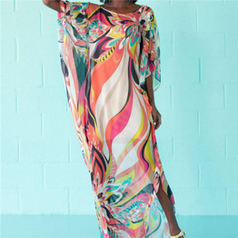 Beach Dress Kaftan Pareo Sarongs Sexy Cover-Up Chiffon Bikini Swimwear Tunic Swimsuit Bathing Suit Cover Ups Robe De Plage